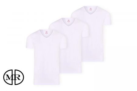 Mario Russo basic shirt V-hals wit M - 3 pack