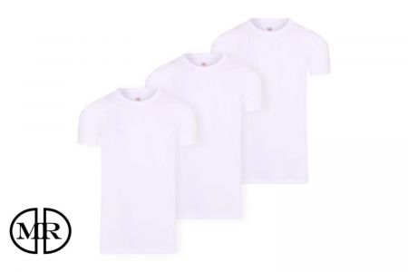 Mario Russo basic shirt ronde hals wit M - 3 pack